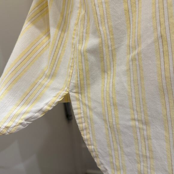 Fin & Vince Butter Yellow Stripe Button Front Shirt Dress Coastal French Country - Picture 8 of 10